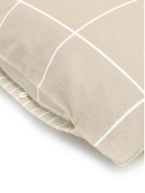 Flanelová obojstranná posteľná bielizeň Noelle, Béžová, biela, 155 x 220 cm + 1 vankúš 80 x 80 cm