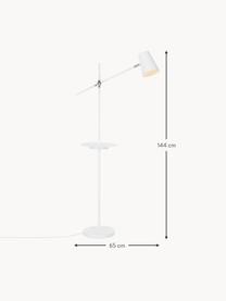 Leselampe Linear mit Ablage und Ladestation, Lampenschirm: Metall, beschichtet, Dekor: Stahl, gebürstet, Weiss, H 144 cm