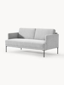 Sofa Fluente (2-osobowa), Tapicerka: 100% poliester Dzięki tka, Stelaż: lite drewno sosnowe, skle, Nogi: metal malowany proszkowo , Jasnoszara tkanina, S 166 x G 85 cm