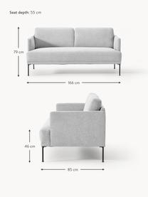 Sofa Fluente (2-Sitzer), Bezug: 100 % Polyester Der strap, Gestell: Massives Kiefernholz, Bir, Füße: Metall, pulverbeschichtet, Webstoff Hellgrau, B 166 x T 85 cm