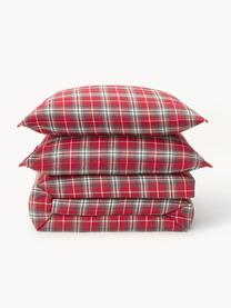 Geruite flanellen dekbedovertrek Linsay, Weeftechniek: flanel Draaddichtheid 155, Rood, groen, B 220 x L 240 cm