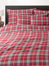 Geruite flanellen dekbedovertrek Linsay, Weeftechniek: flanel Draaddichtheid 155, Rood, groen, B 220 x L 240 cm