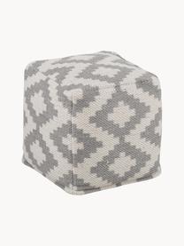 Handgewebter Pouf Napua, Bezug: 100% recyceltes Polyester, Hellbeige, Hellgrau, B 40 x H 40 cm