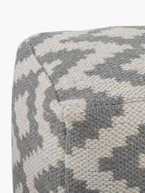 Ručne tkaný puf s etno vzorom Napua, Svetlobéžová, svetlosivá, Š 40 x V 40 cm