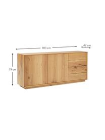 Sideboard Noel aus Eschenholzfurnier, Mitteldichteholzfaserplatte (MDF) mit Eschenholzfurnier, Helles Holz, B 180 x H 79 cm