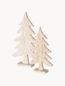 Sapins décoratifs en bois de pin Nadine, 2 élém., Bois de pin, Blanc, bois clair, Lot de différentes tailles