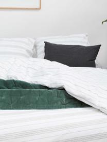 Obojstranná pruhovaná bavlnená posteľná bielizeň Head Over Lines, Biela, tmavosivá