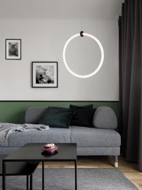 Moderne LED hanglamp Gropius, Lampenkap: acryl, Decoratie: gecoat aluminium, Baldakijn: gecoat aluminium, Wit, zwart, Ø 38 x H 120 cm