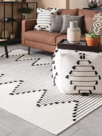 Ručně tkaný bavlněný koberec Bo, 100 % bavlna, Odstíny béžové, černá, Š 120 cm, D 170 cm (velikost S)