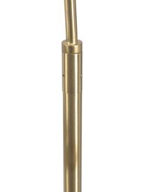 Große Bogenlampe Niels, Lampenfuß: Metall, gebürstet, Lampenschirm: Textil, Weiß, Goldfarben, H 218 cm