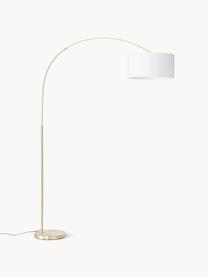 Grote booglamp Niels, Lamp: vermessingd metaal, Wit, goudkleurig, H 218 cm