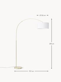 Grote booglamp Niels, Lamp: vermessingd metaal, Wit, goudkleurig, H 218 cm