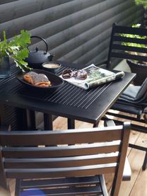 Rozkładany stół ogrodowy z drewna Butterfly, Drewno tekowe, piaskowane, lakierowane, Czarny, S 130 x W 72 cm
