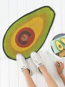 Felpudo Avocado, Parte superior: fibras de coco, Reverso: PVC, Verde, marrón, negro, An 40 x L 70 cm