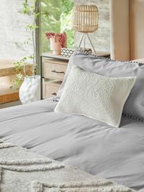 Baumwollperkal-Bettdeckenbezug Bommy mit Pompoms, Webart: Perkal Fadendichte 200 TC, Grau, B 160 x L 210 cm