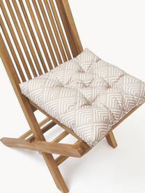 Outdoor stoelkussen Milano met grafisch patroon, Beige, wit, B 40 x L 40 cm