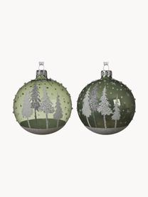 Kerstballen Waldo Ø 8 cm, 2 stuks, Groen, wit, Ø 8 cm