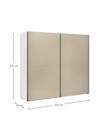 Schuifdeurkast Oliver met 2 deuren, inclusief montageservice, Frame: panelen op houtbasis, gel, Beige, 252 x 225 cm