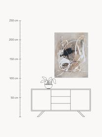 Ręcznie malowany obraz na płótnie Cream, Stelaż: drewno sosnowe, Biały, odcienie beżowego, czarny, szary, S 90 x W 120 cm