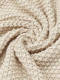 Leichte Strickdecke Lisette in Beige mit Quasten, 100% Polyacryl, Beige, 130 x 170 cm