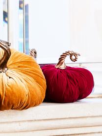 Calabaza decorativa de terciopelo Pumpis, 15% poliresina, 35% acrílico, 25% poliéster, 25% relleno de arena de cuarzo, Rojo, Ø 16 x Al 15