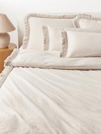 Baumwollperkal-Bettdeckenbezug Abra mit Fransen, Webart: Perkal Fadendichte 165 TC, Hellbeige, B 135 x L 200 cm