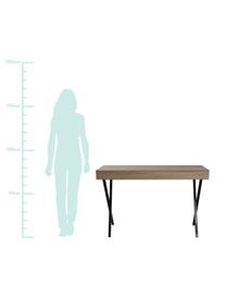 Schmaler Schreibtisch Julia mit Schubladen, Korpus: Mitteldichte Holzfaserpla, Gestell: Metall, lackiert, Teakholz, Schwarz, B 120 x T 40 cm