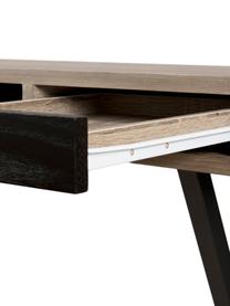 Úzký psací stůl se zásuvkami Julia, Černé teakové dřevo