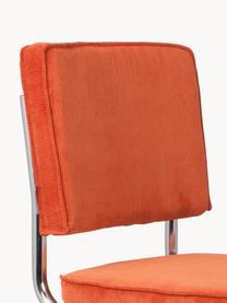 Sillas cantilever de pana Kink, 2 uds., Tapizado: pana (88% nylon, 12% poli, Estructura: metal cromado, Pana naranja, plateado brillante, An 48 x F 48 cm