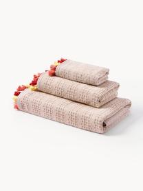 Velours-Handtuch-Set Tallulah mit dekorativen Fransen, 3er-Set, 100 % Baumwolle
Mittelschwere Qualität, 500 g/m²

Das in diesem Produkt verwendete Material ist schadstoffgeprüft und zertifiziert nach STANDARD 100 by OEKO-TEX®, 8135CIT, CITEVE., Hellrosa, Bunt, 3er-Set (Gästehandtuch, Handtuch & Duschtuch)