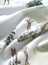 Poszewka na poduszkę z perkalu Forest, Biały, odcienie zielonego, S 70 x D 80 cm