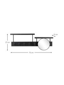 Wieszak ścienny z lustrem Joben, Stelaż: płyta pilśniowa średniej , Czarny, S 70 x W 27 cm