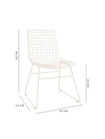 Metall-Stuhl Wire in Cremeweiß, Metall, pulverbeschichtet, Cremeweiß, B 47 x T 54 cm