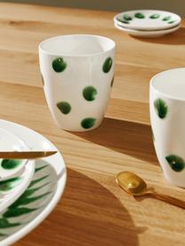 Ručně malovaný pohárek se zdobením Sparks, 2 ks, Kamenina, Bílá, zelená, Ø 8 cm