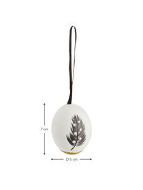 Deko-Anhänger-Set Disa, 12-tlg., Echte Eier, Weiß, Goldfarben, Grau, Ø 6 x H 7 cm