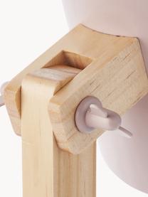 Grote bureaulamp Swivel met houten voet, Lampenkap: metaal, Lampvoet: metaal, Roze, helder hout, B 16 x H 52 cm