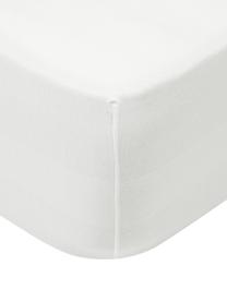 Drap-housse en jersey élasthanne pour surmatelas Lara, 95 % coton, 5 % élasthanne, Blanc crème, larg. 95 x long. 200 cm, haut. 15 cm