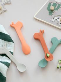 Cuillères pour enfants Lalee, 2 élém., 100 % silicone, Beige clair, vert sauge, long. 14 cm