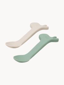 Set 2 cucchiai Lalee, 100% silicone, Beige chiaro, verde salvia, Lunghezza 14 cm