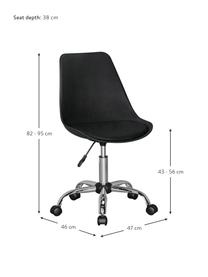 Chaise de bureau rotative avec assise rembourrée Sitz, Noir, chrome, larg. 47 x prof. 46 cm