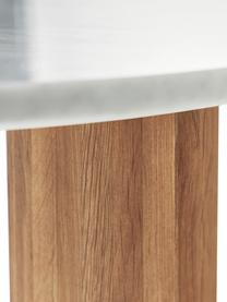 Tavolino da salotto in marmo dalla forma organica Naruto, Gambe: legno di quercia, Legno di quercia, bianco marmorizzato, Larg. 90 x Prof. 59 cm