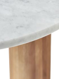Tavolino da salotto in marmo dalla forma organica Naruto, Gambe: legno di quercia, Legno di quercia, bianco marmorizzato, Larg. 90 x Prof. 59 cm