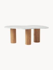 Mesa de centro de mármol con forma orgánica Naruto, Tablero: mármol, Patas: madera de roble, Madera de roble, mármol blanco, An 90 x F 59 cm