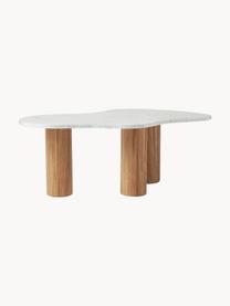 Mesa de centro de mármol con forma orgánica Naruto, Tablero: mármol, Patas: madera de roble, Madera de roble, mármol blanco, An 90 x F 59 cm