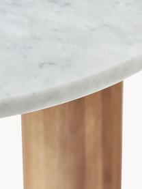 Mramorový konferenční stolek v organickém tvaru Naruto, Bílý mramor, dubové dřevo, Š 90 cm, H 59 cm