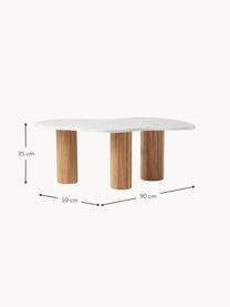 Table basse en marbre de forme organique Naruto, Bois de chêne, blanc, marbré, larg. 90 x prof. 59 cm