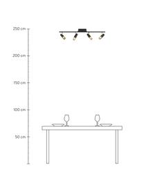 Faretti a LED da soffitto Bobby-Gold, Paralume: metallo verniciato a polv, Baldacchino: metallo verniciato a polv, Nero, dorato, Larg. 86 x Alt. 13 cm