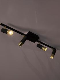 Faretti a LED da soffitto Bobby-Gold, Paralume: metallo verniciato a polv, Baldacchino: metallo verniciato a polv, Nero, dorato, Larg. 86 x Alt. 13 cm