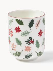 Weihnachtliche Kaffeebecher Eve aus Porzellan, 4er-Set, Porzellan, glänzend, Mehrfarbig, Ø 8 x H 10 cm, 290 ml