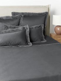 Sábana encimera de satén Carlotta, Gris antracita, gris claro, Cama 150/160 cm (240 x 280 cm)